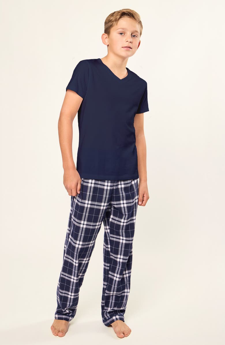 Petite Plume Kids' Brushed Twill Pajama Pants, Alternate, color, Navy