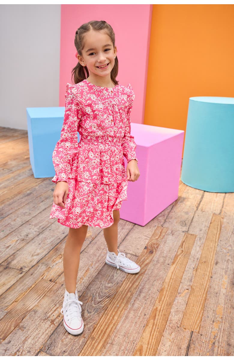 BISBY Kids' Floral Ruffle Carleton Dress, Alternate, color, 