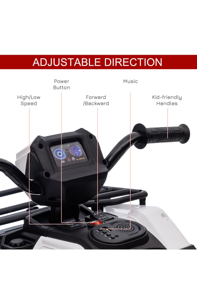Aosom 12V Kids ATV 4 Wheeler with AUX, USB, Wear-Resistant Tread, Alternate, color, White