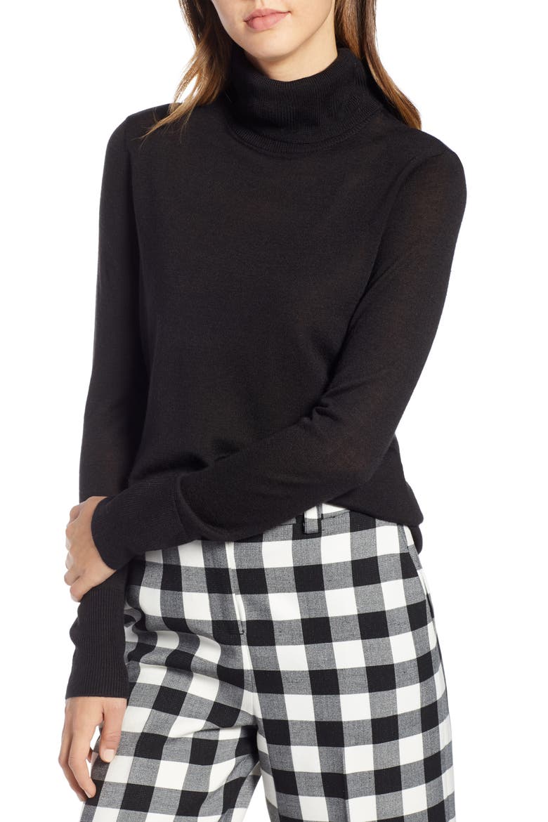 Perfect Fit Turtleneck, Main, color, BLACK