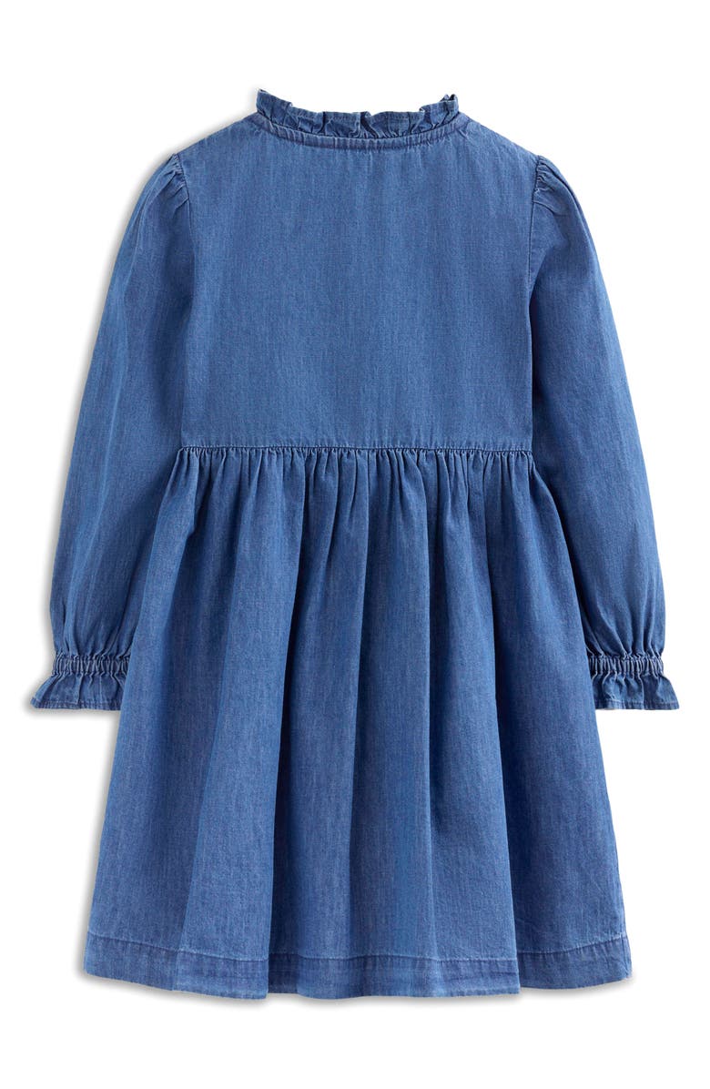 Mini Boden Kids' Smocked Long Sleeve Denim Shirtdress, Alternate, color, Mid Vintage Denim