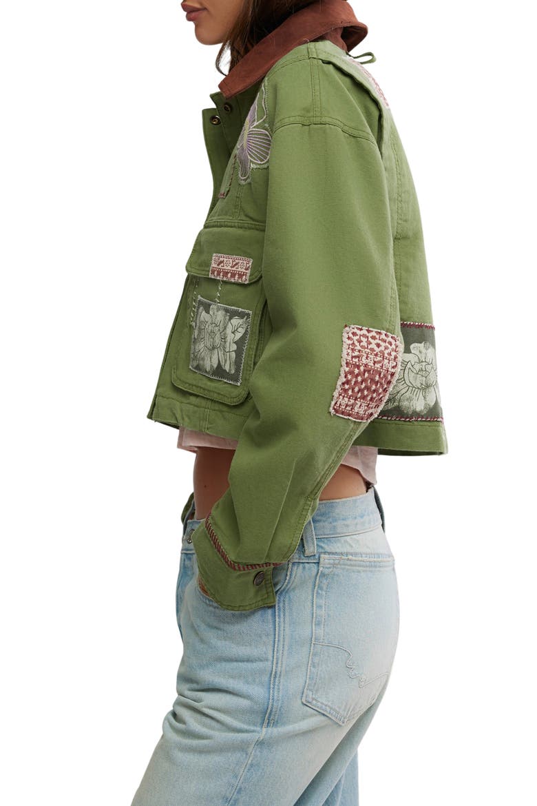 Martha Workwear Appliquè Crop Jacket, Alternate, color, CALLISTO GREEN