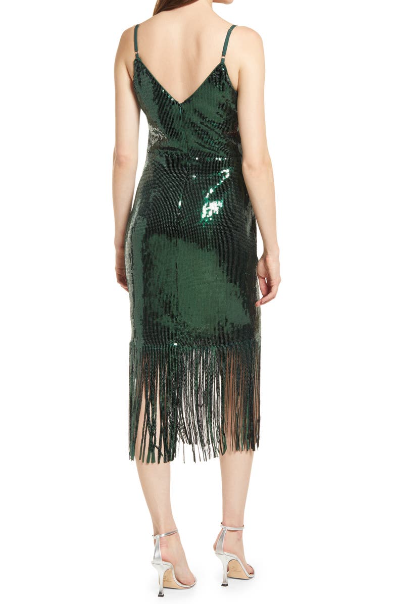 Lulus Anjou Sequin Fringe Sleeveless Midi Dress, Alternate, color,