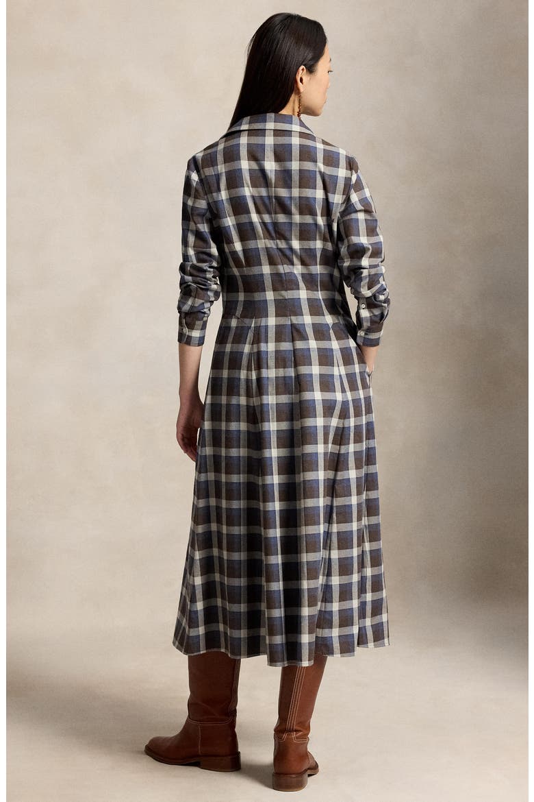 Cotton Twill Fit and Flare Midi Shirtdress, Alternate, color, 2072 BR BL