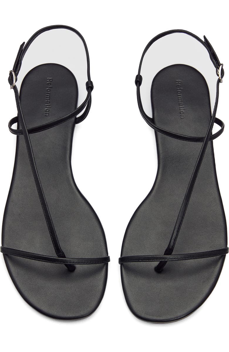 Reformation Pina Flat Sandal, Alternate, color, Black Leather