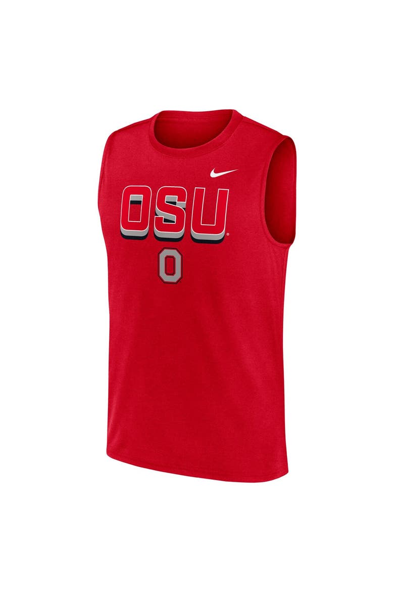 Men's Nike Scarlet Ohio State Buckeyes Primetime Tricode Legend Performance Tank Top, Alternate, color, Scarlet