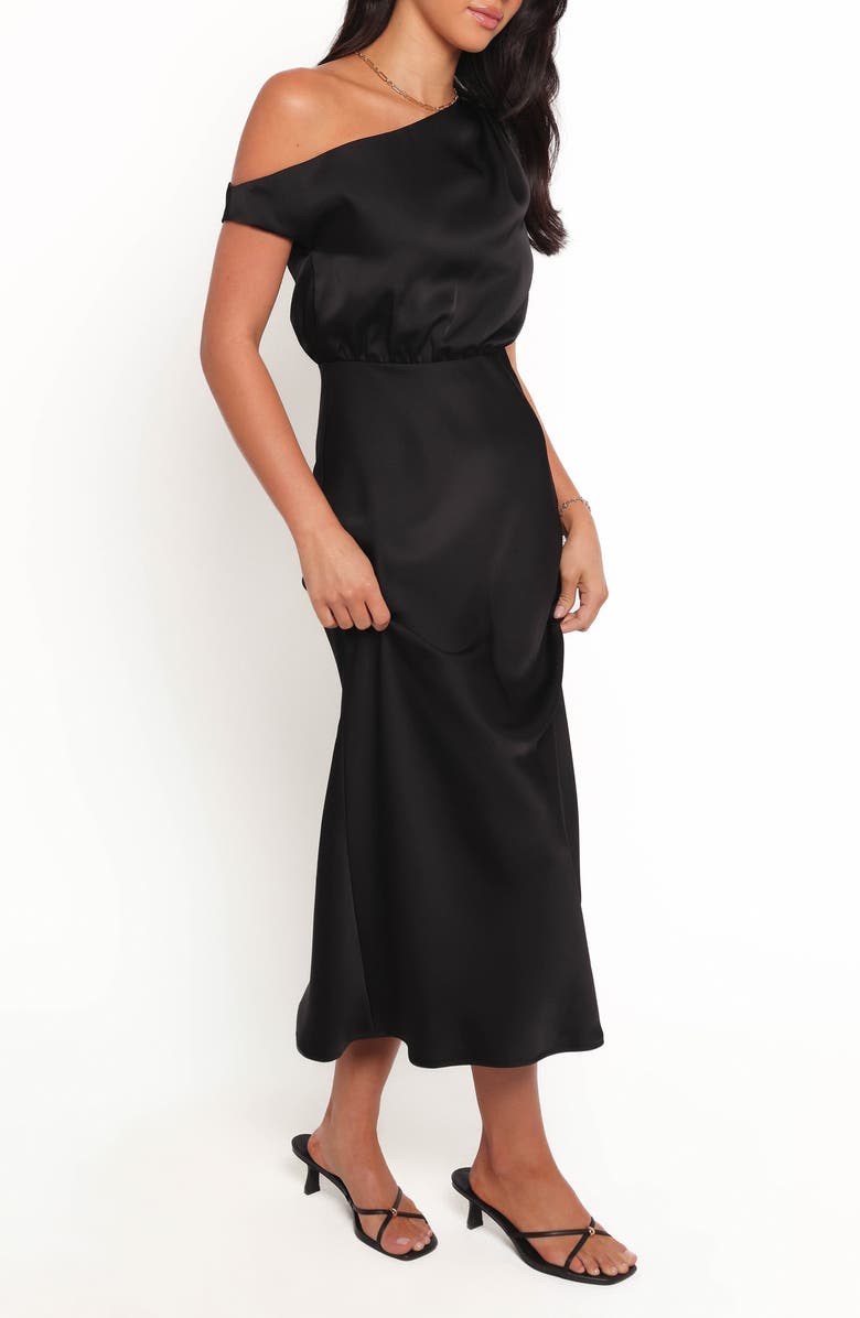 Petal & Pup Clare One-Shoulder Midi Dress, Alternate, color, Black