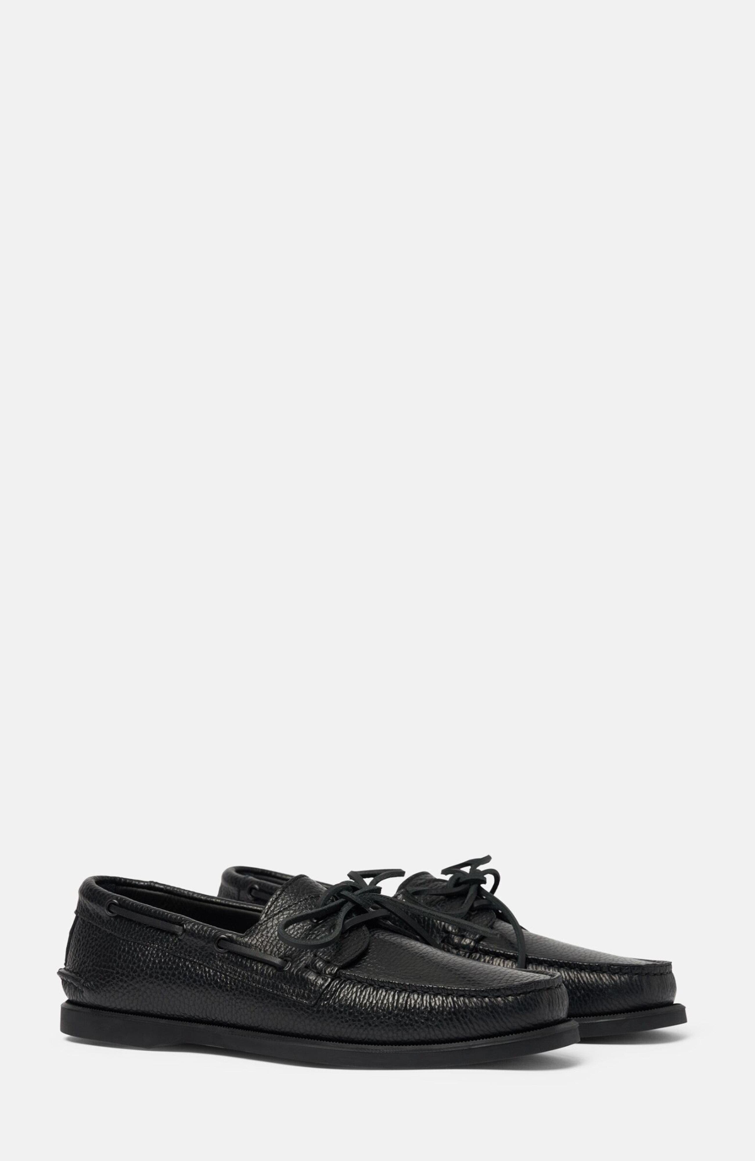 SCAROSSO Morgan Boat Shoes, Main, color, Black - Calf