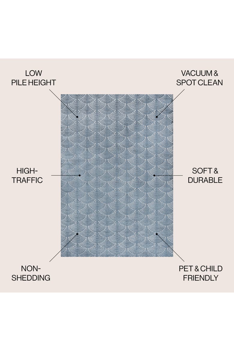 Porter Geometric Art Deco Fan Pattern High-Low Area Rug, Alternate, color, Navy/Cream