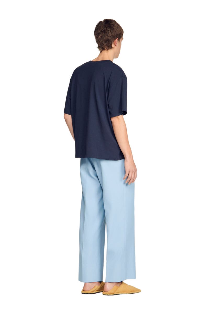 SANDRO Flower print cotton T-shirt, Alternate, color, Navy Blue