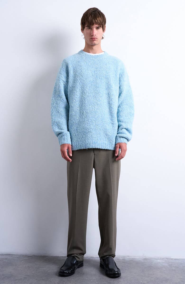 Topman Relaxed Fit Bouclé Sweater, Alternate, color, Medium Blue