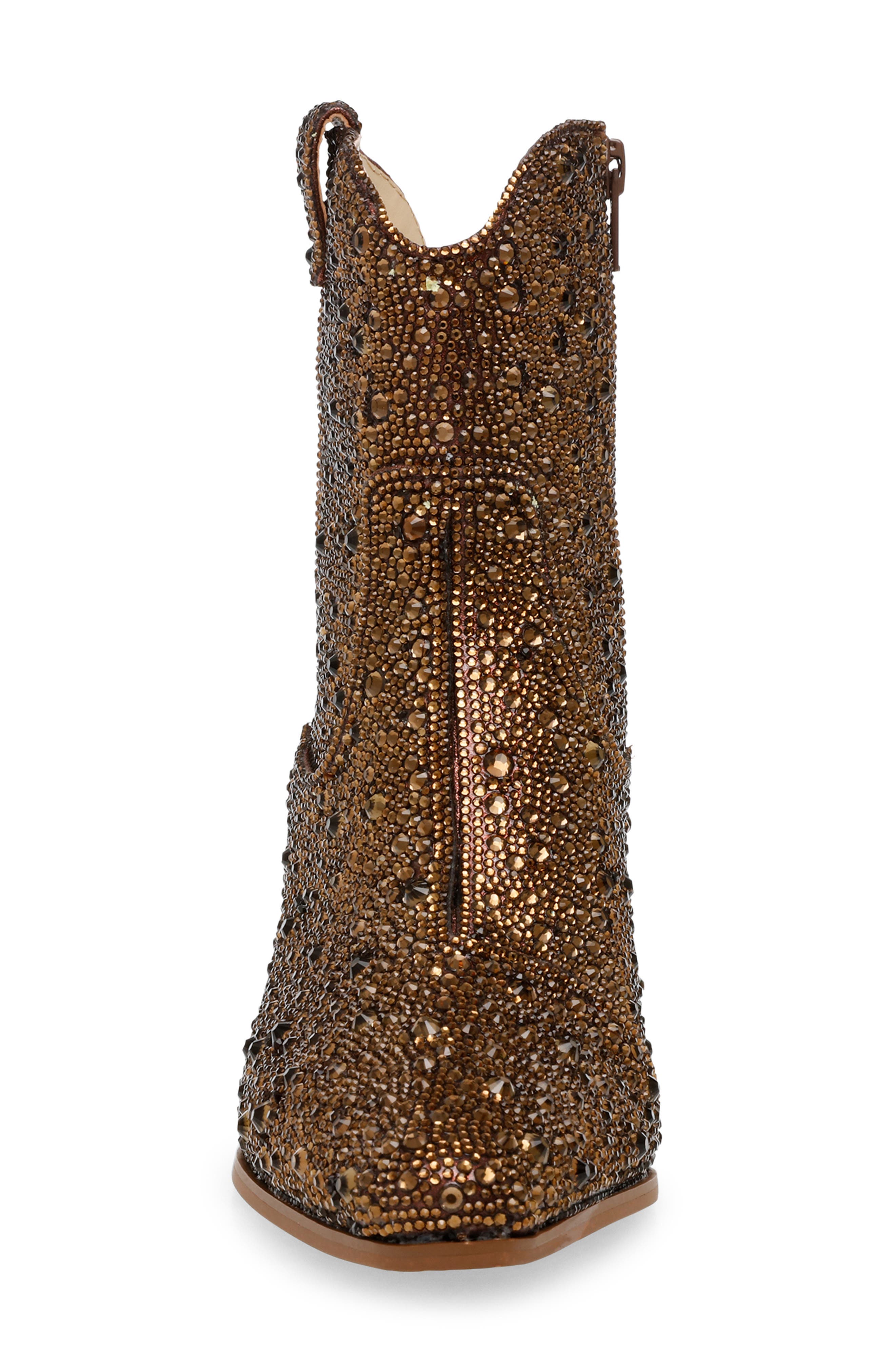 Diva Embellished Western Bootie, Alternate, color, BROWN