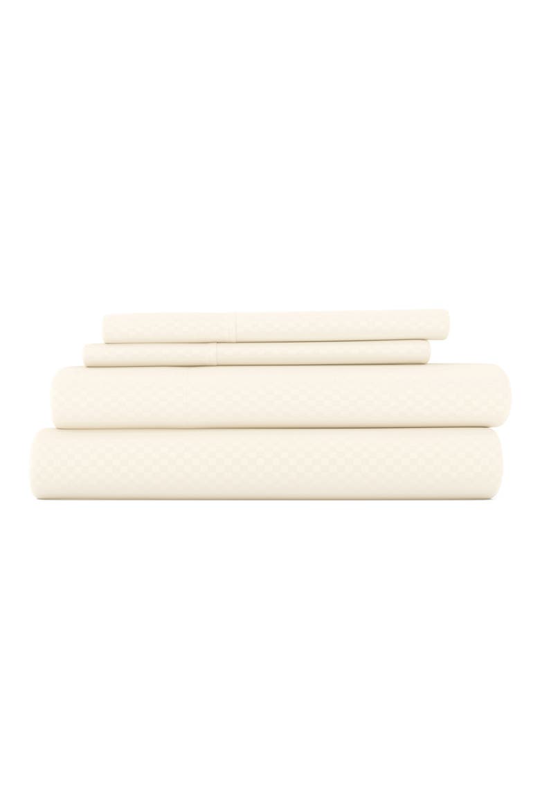 HOME SPUN Premium Checkered Embossed 4-Piece Bed Sheet Set, Main, color, IVORY