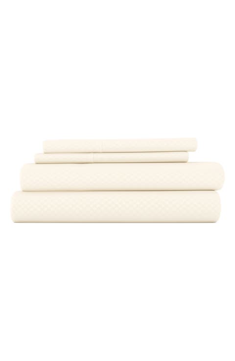 HOME SPUN Premium Checkered Embossed 4-Piece Bed Sheet Set