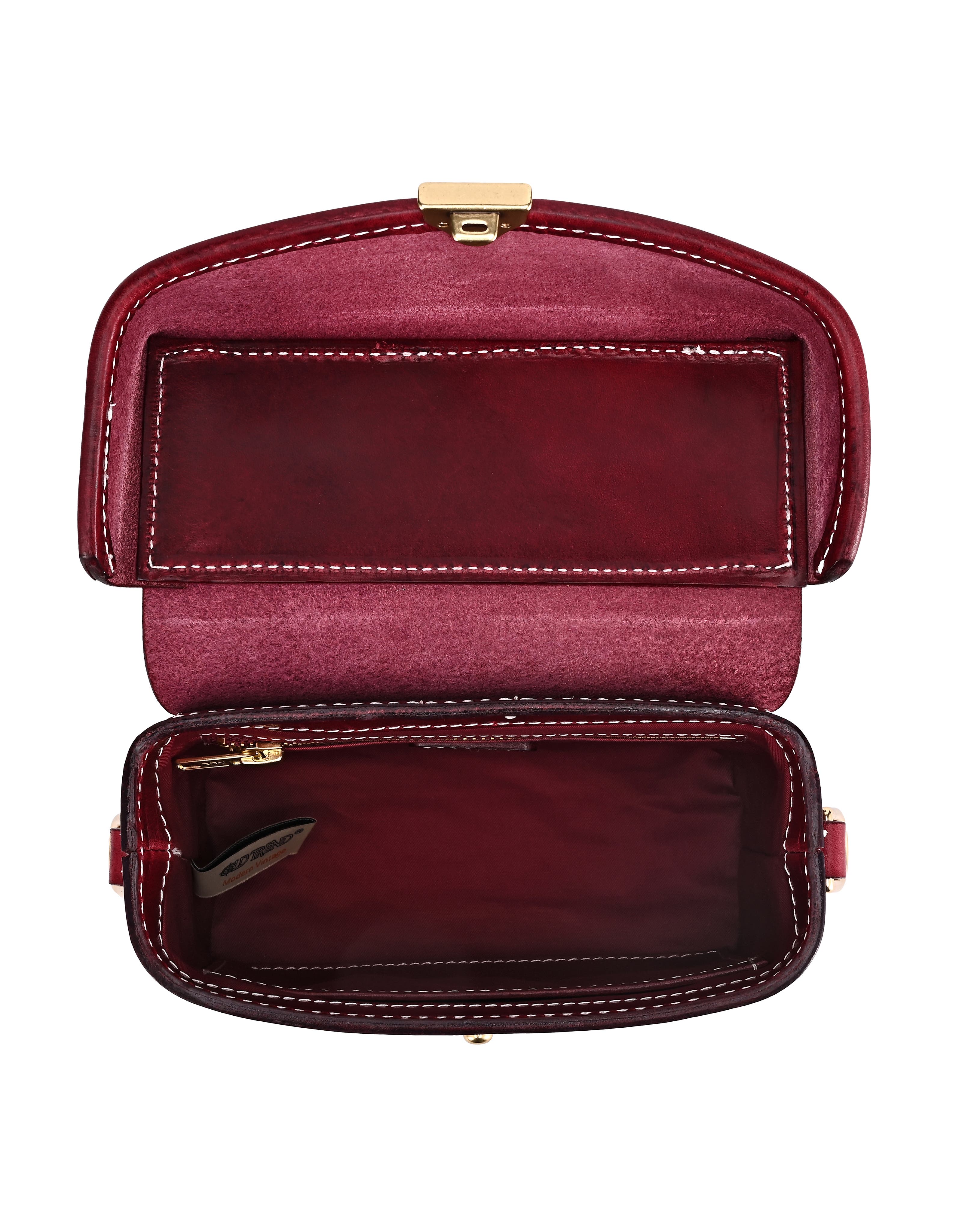 Azalea Genuine Leather Vintage Box Crossbody, Alternate, color, Maroon