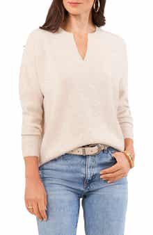 Vince Camuto Drop Shoulder V-Neck Sweater
