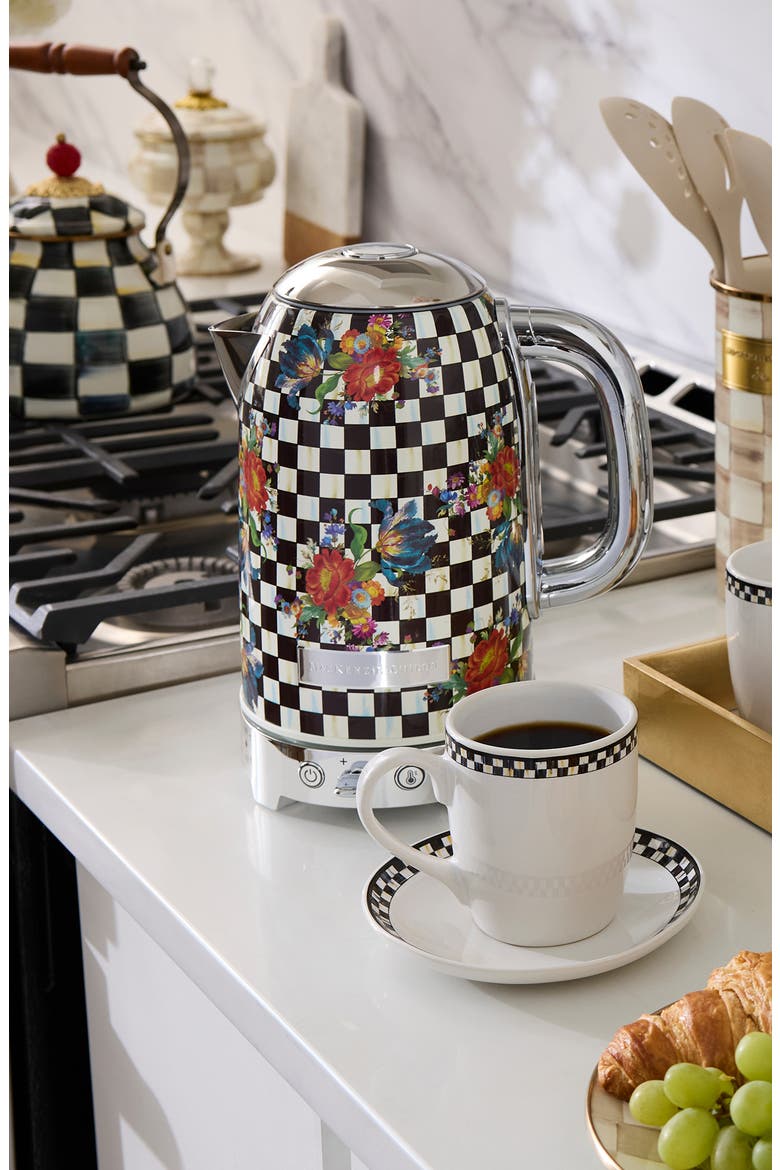 Courtly Flower Market Electric Kettle, Alternate, color, BLACK