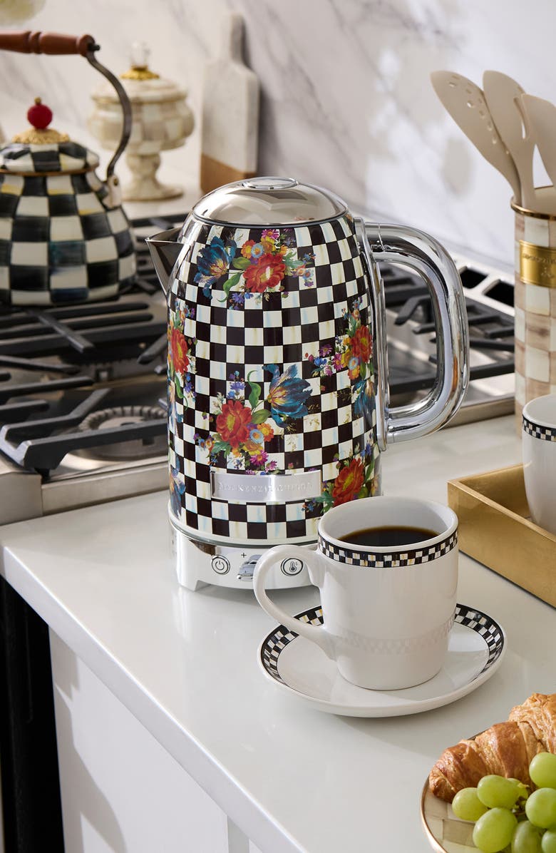 MACKENZIE CHILDS Courtly Flower Market Electric Kettle, Alternate, color, Black