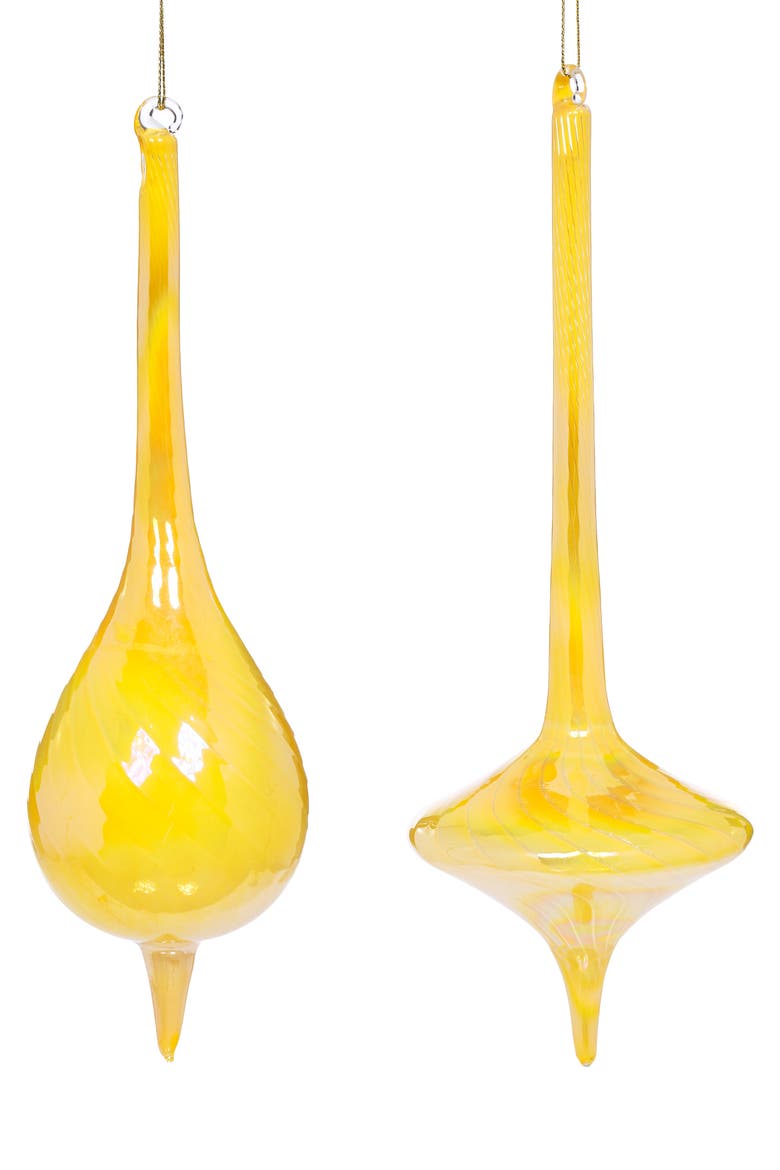 Elegant Swirl Finial Ornament, Set of 6, Main, color, Yellow