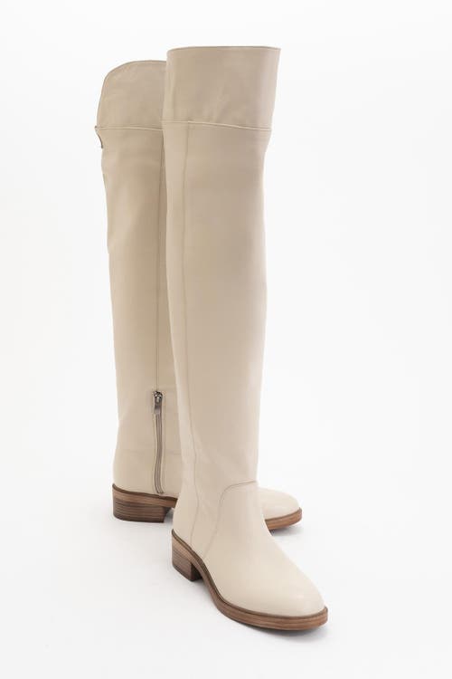Forever & Always Shoes Petya Leather Over The Knee Boot In Neutral