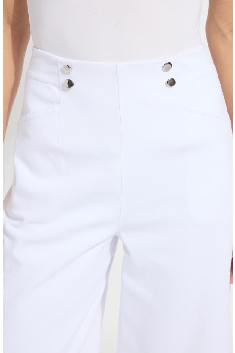 Dion Sailor Pull-On Crop Palazzo Knit Jeans, Alternate, color, WHITE