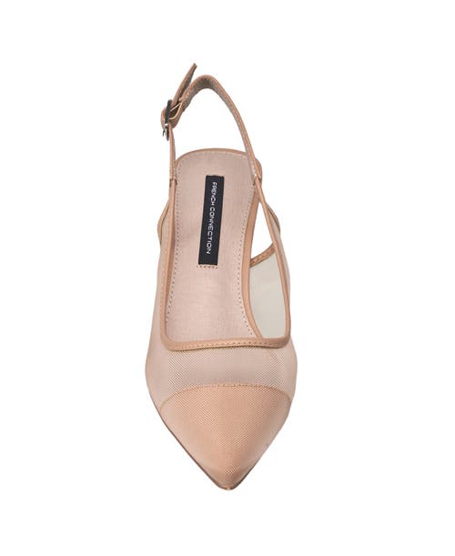 French Connection Mesh Flare Heel In Nude