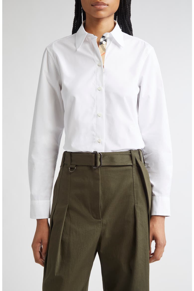 Cotton Poplin Button-Up Shirt, Main, color, WHITE