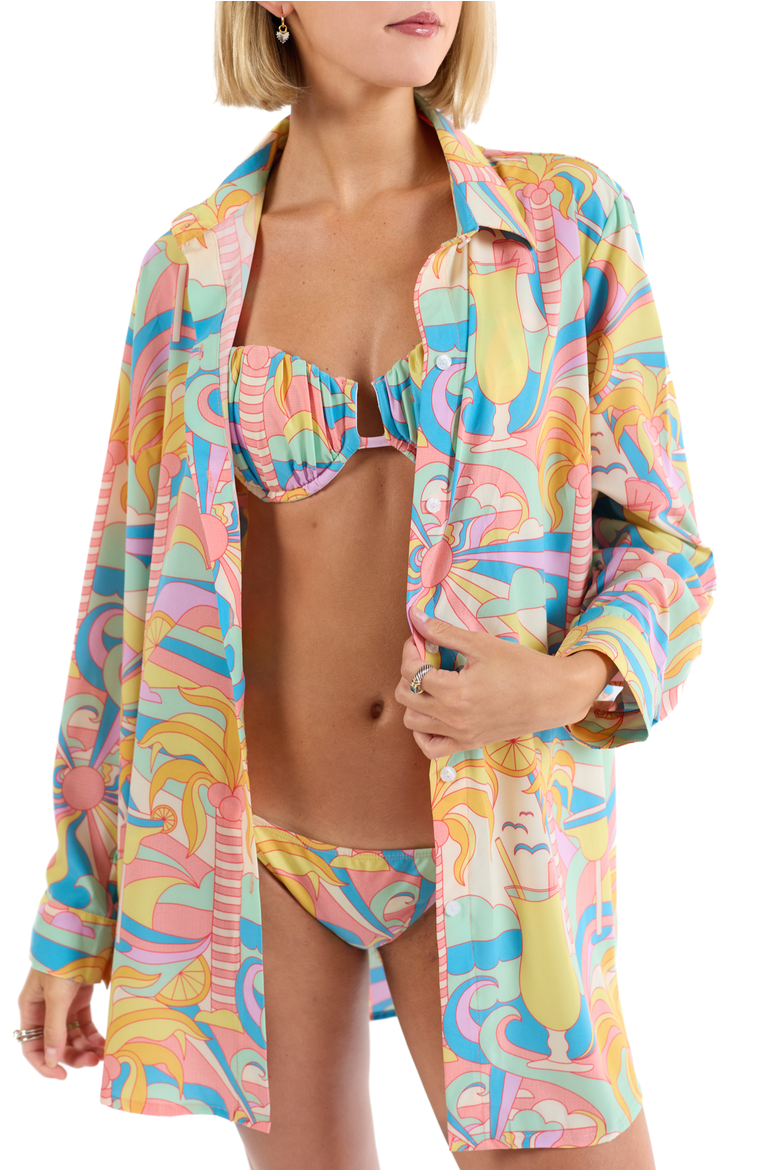 The Paradiso - Women's Long Sleeve Resort Shirt, Main, color, Yellow