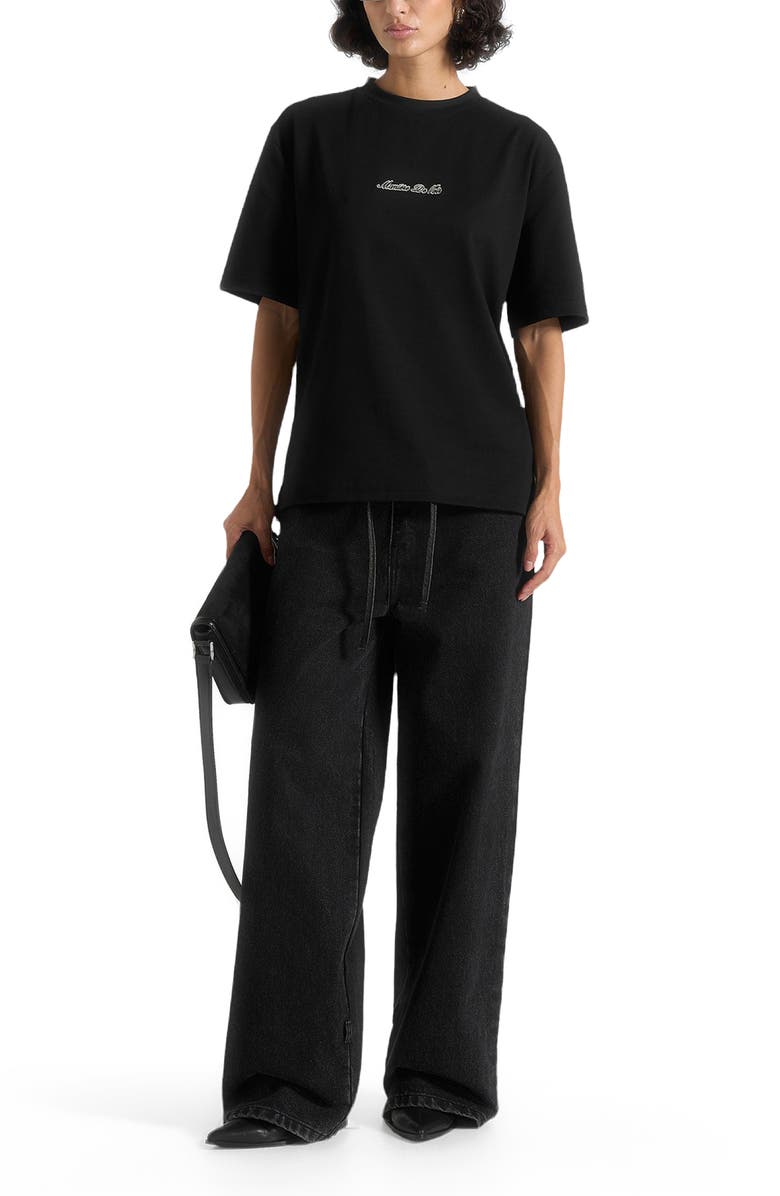 Manière De Voir Unisex Signature Relaxed Fit Cotton T-Shirt, Alternate, color, Black