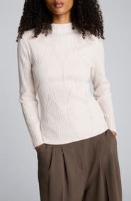 Kenneth Cole Mock Neck Chevron Rib Sweater
