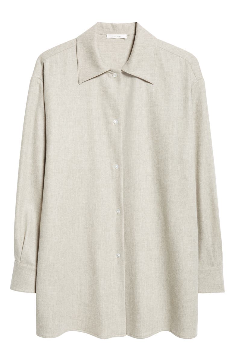 The Row Komako Wool & Cashmere Brushed Flannel Button-Up Shirt, Alternate, color,