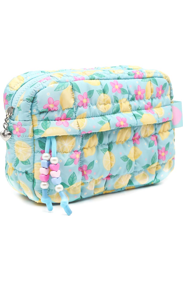 OMG Accessories Kids' Lemon Floral Print Scrunch Pouch, Alternate, color, Sky Blue