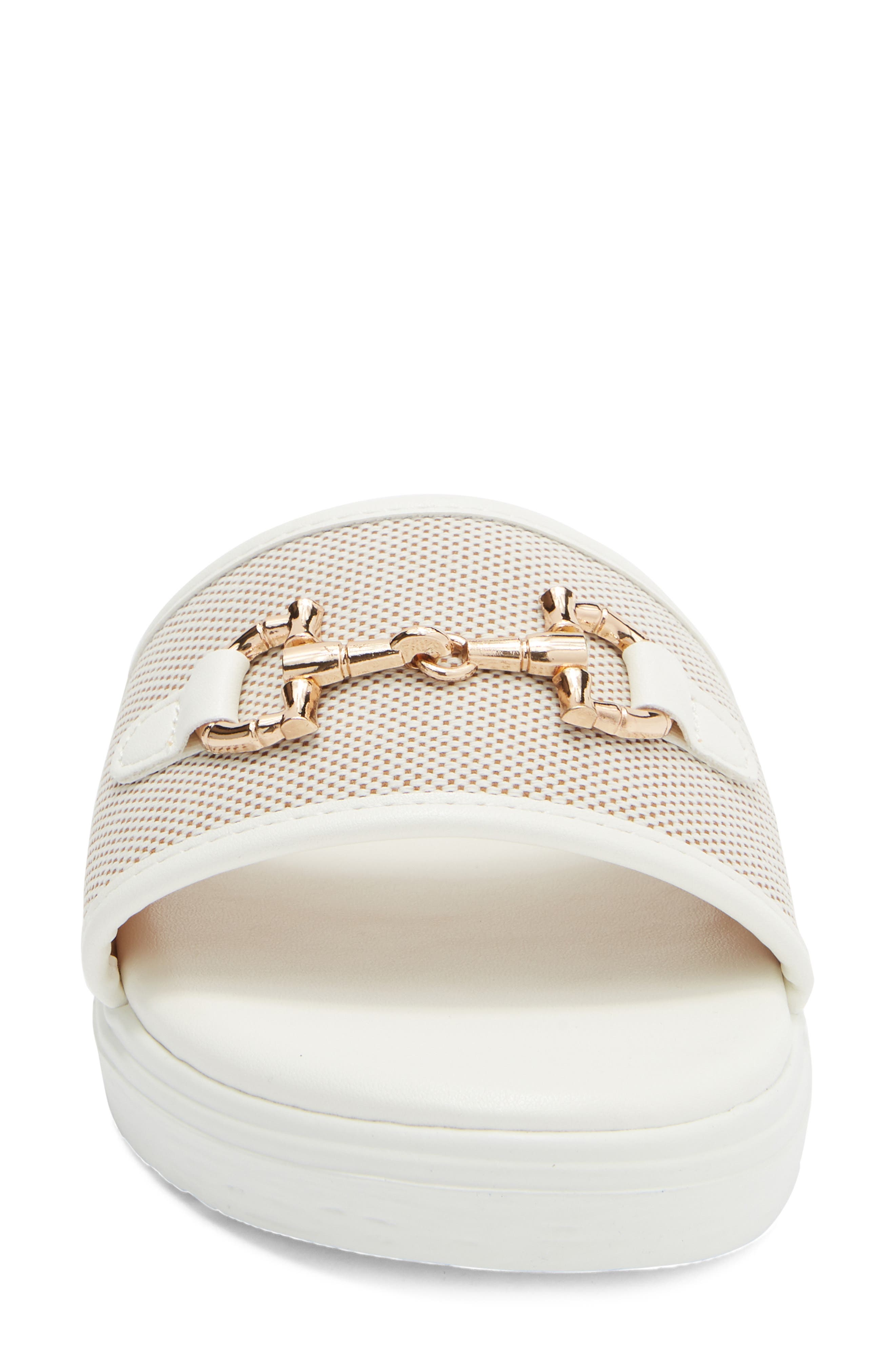 TOP MODA Genova Bit Slide Sandal, Alternate, color, White Pu