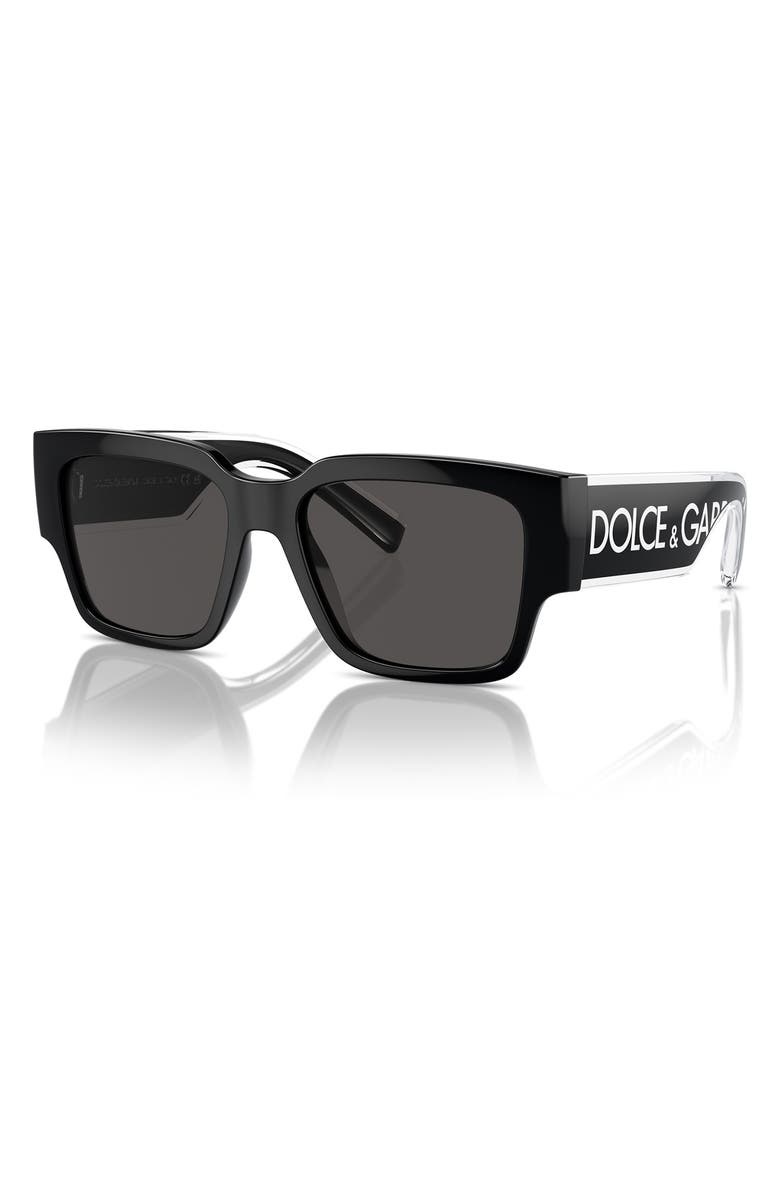 Dolce&Gabbana Kids' 49mm Square Sunglasses, Alternate, color, Black / Dark Grey