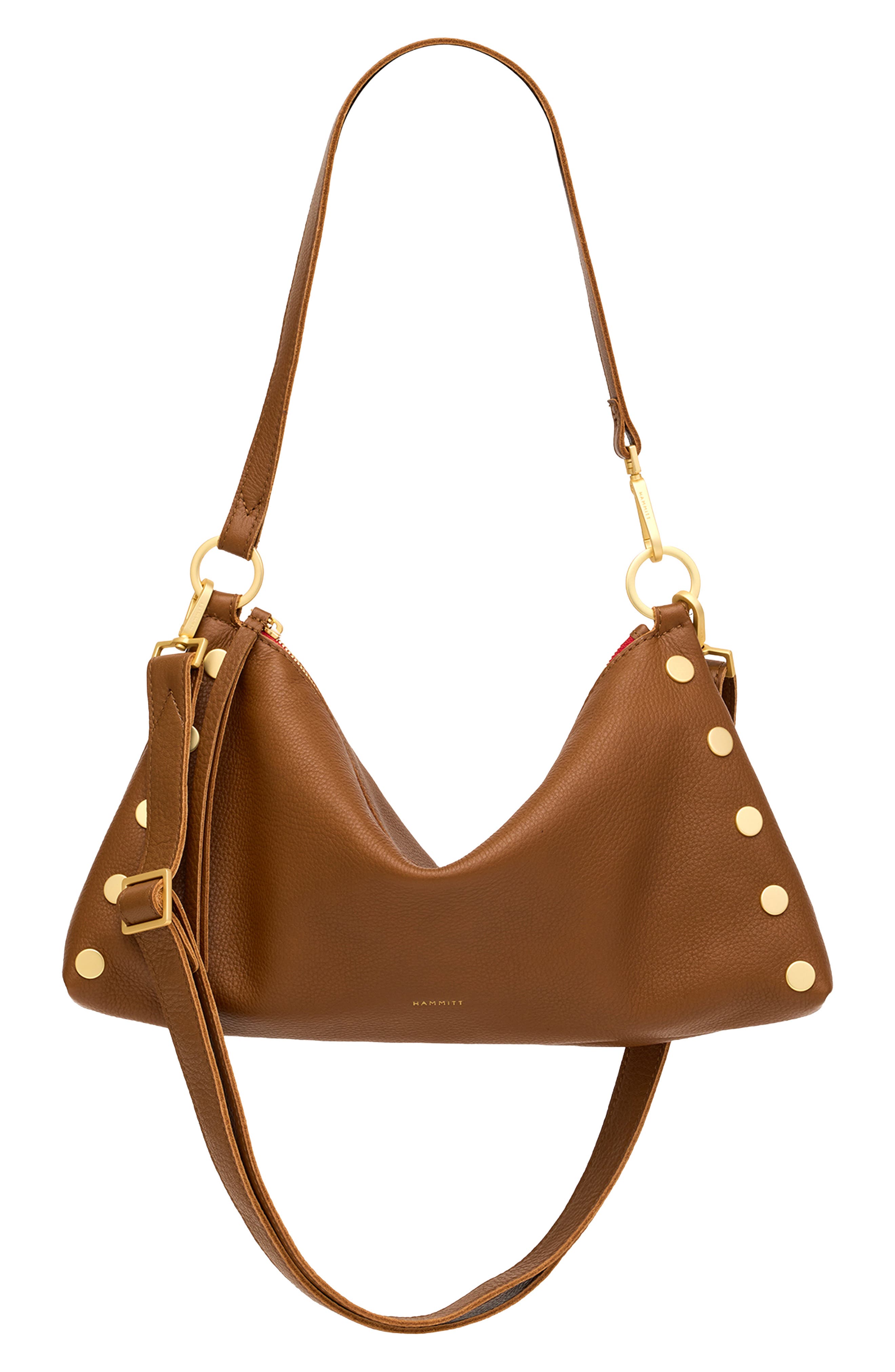 HAMMITT Medium Kyle Leather Shoulder Bag, Alternate, color, Mahogany /Brushed Gold Red