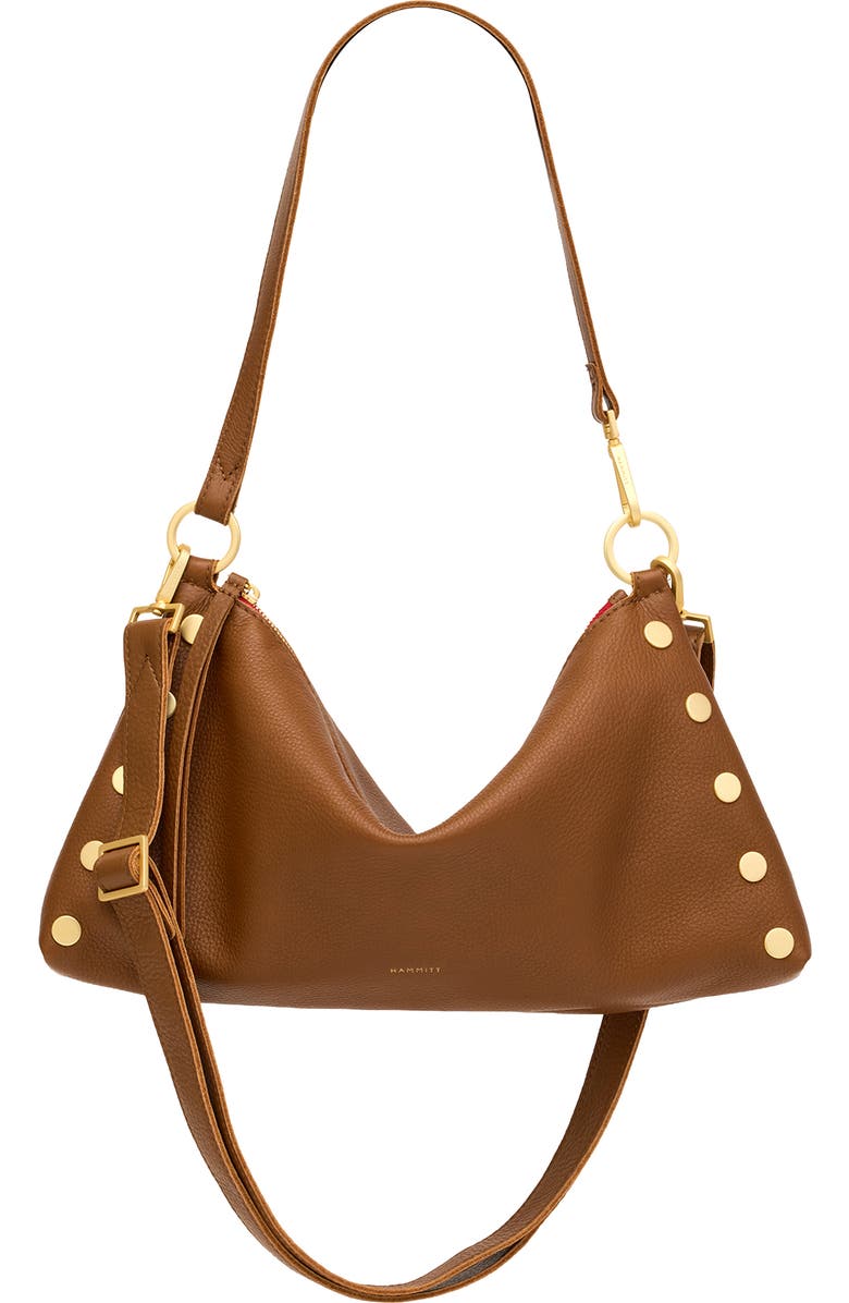 HAMMITT Medium Kyle Leather Shoulder Bag, Alternate, color, Mahogany /Brushed Gold Red