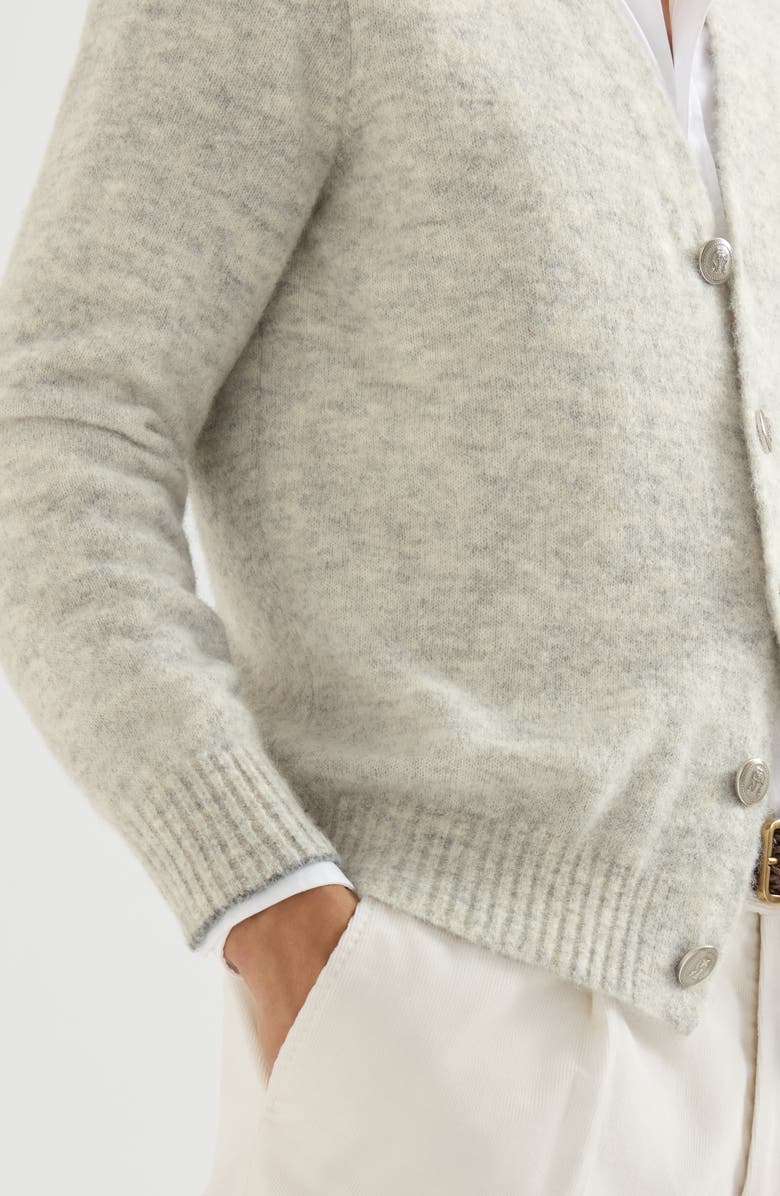 Brunello Cucinelli Alpaca, cashmere and wool cardigan, Alternate, color, Medium Grey