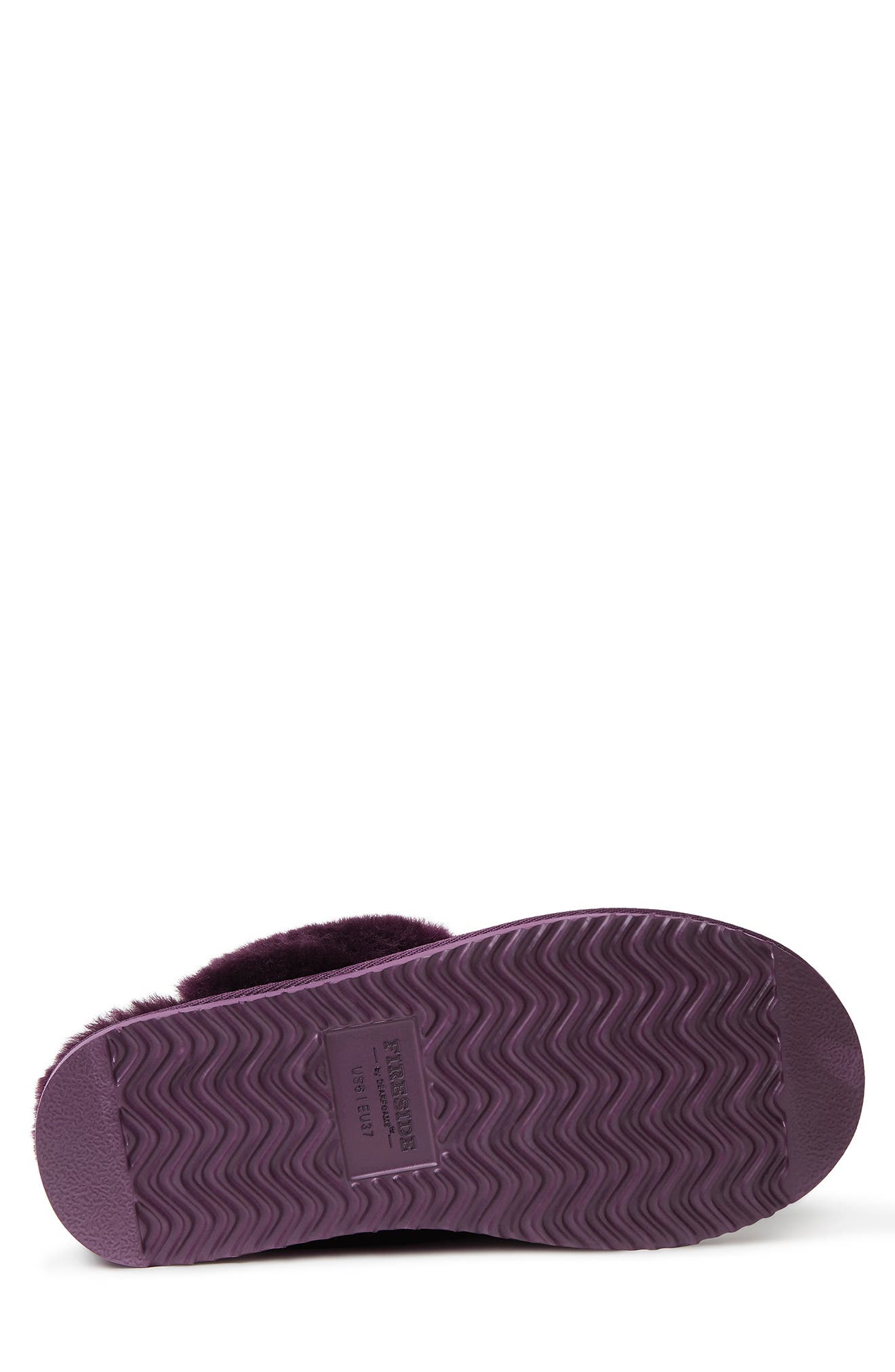 Sydney Water Resistant Genuine Shearling Scuff Slipper - Wide Width Available, Alternate, color, AUBERGINE
