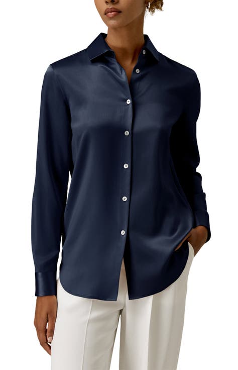 LILYSILK Women's Spread Collar Silk Shirt