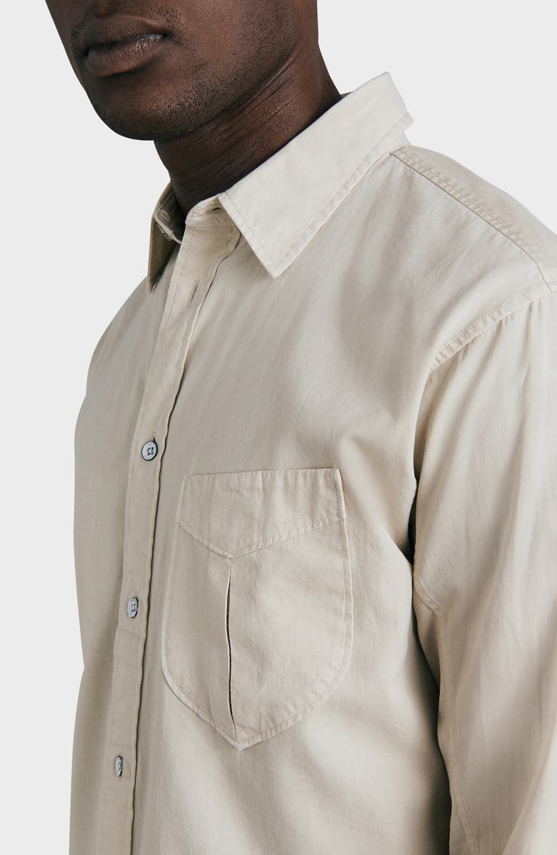 rag & bone Arrow Garment Dyed Cotton Blend Button-Up Shirt, Alternate, color, 