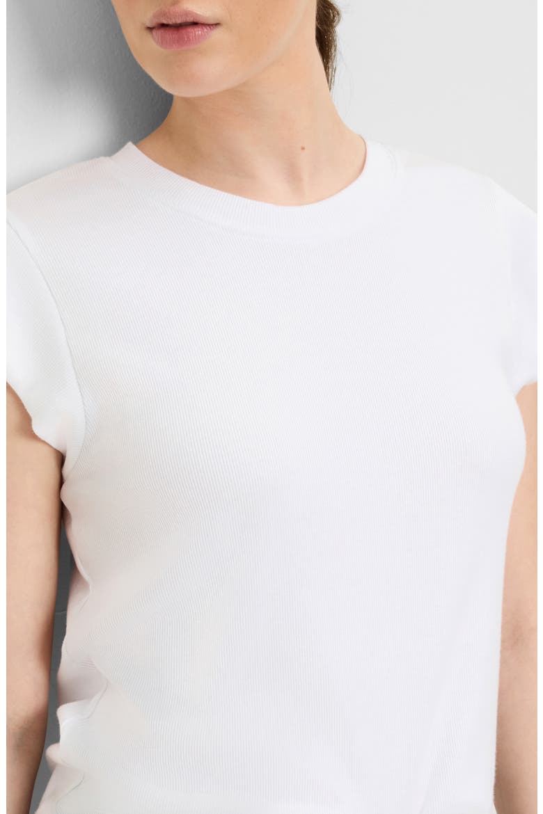 Rhea Power Shoulder Stretch Cotton Blend T-Shirt, Alternate, color, WHITE