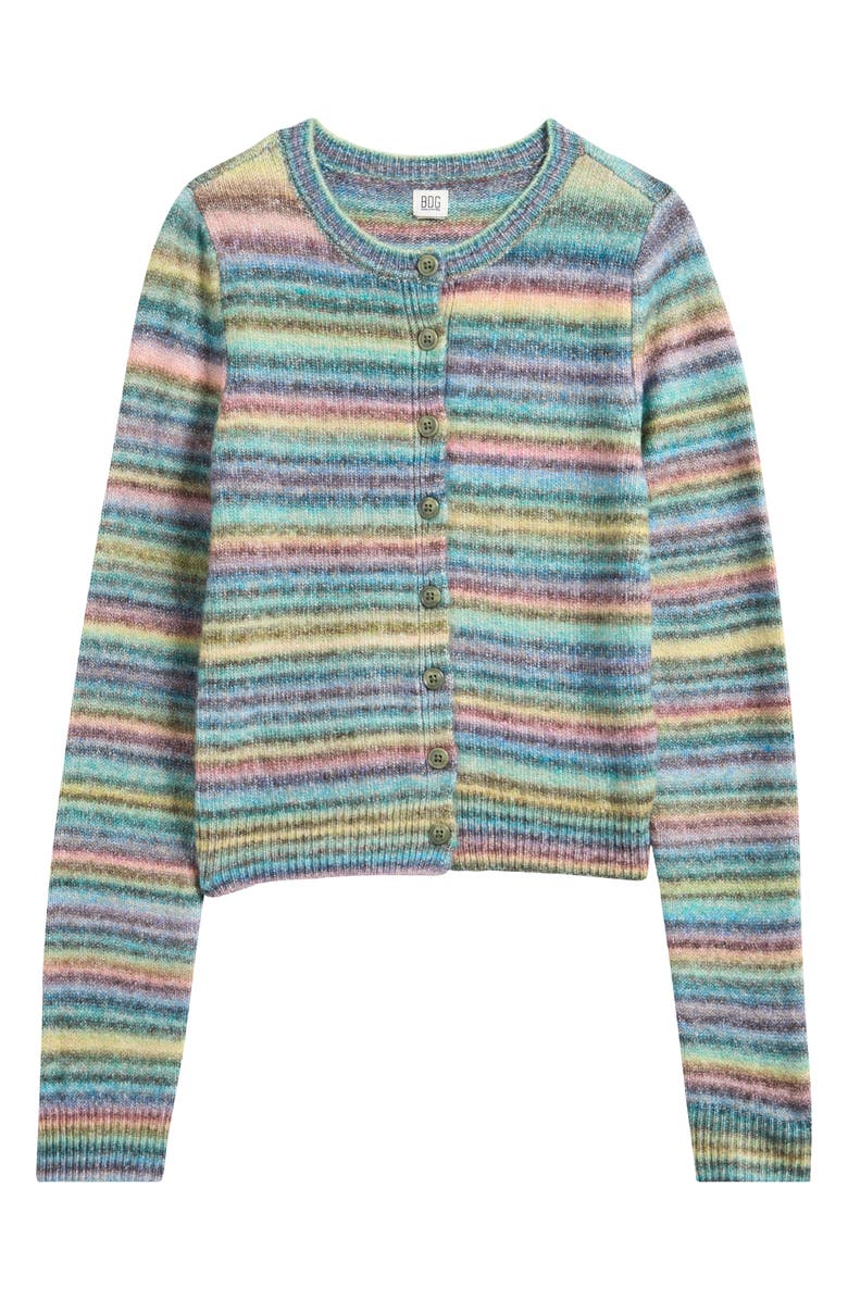 BDG Urban Outfitters Space Dye Stripe Cardigan, Alternate, color, Green