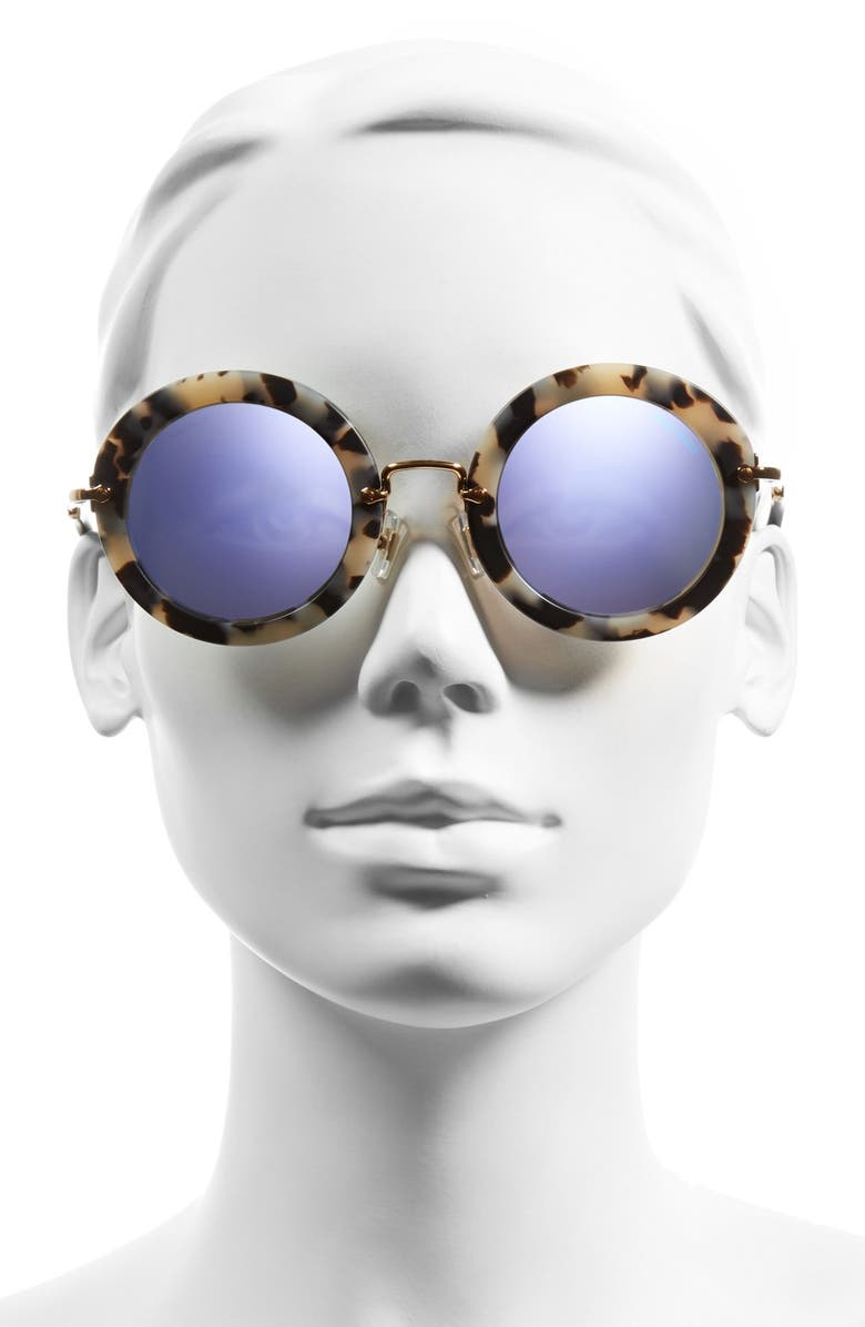 Miu Miu 'Noir' 49mm Round Sunglasses, Alternate, color, 