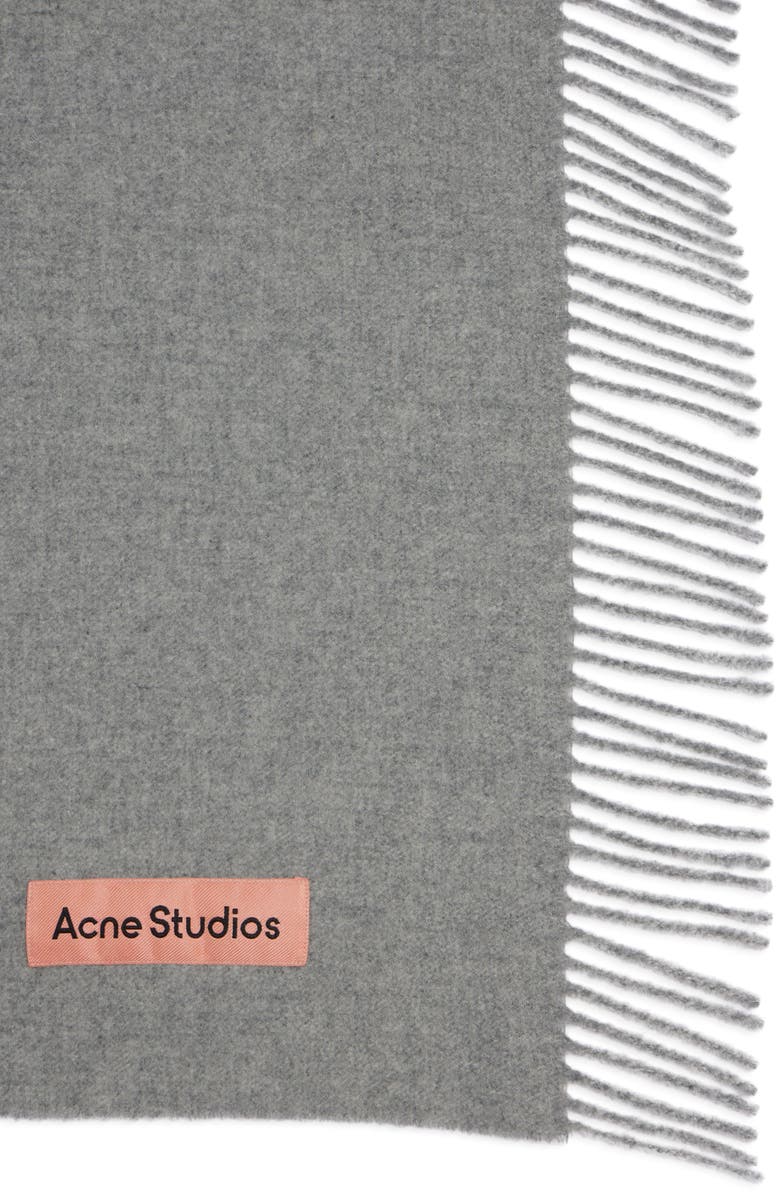 Acne Studios Canada Wool Fringe Scarf, Alternate, color, Light Grey Melange