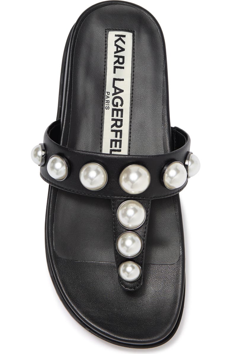 KARL LAGERFELD PARIS Balou Imitation Pearl Flat Sandal, Alternate, color,