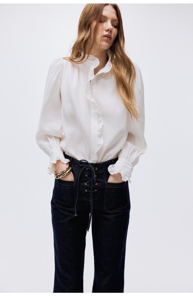 H&M Flared High Jeans, Alternate, color, Dark Denim Blue