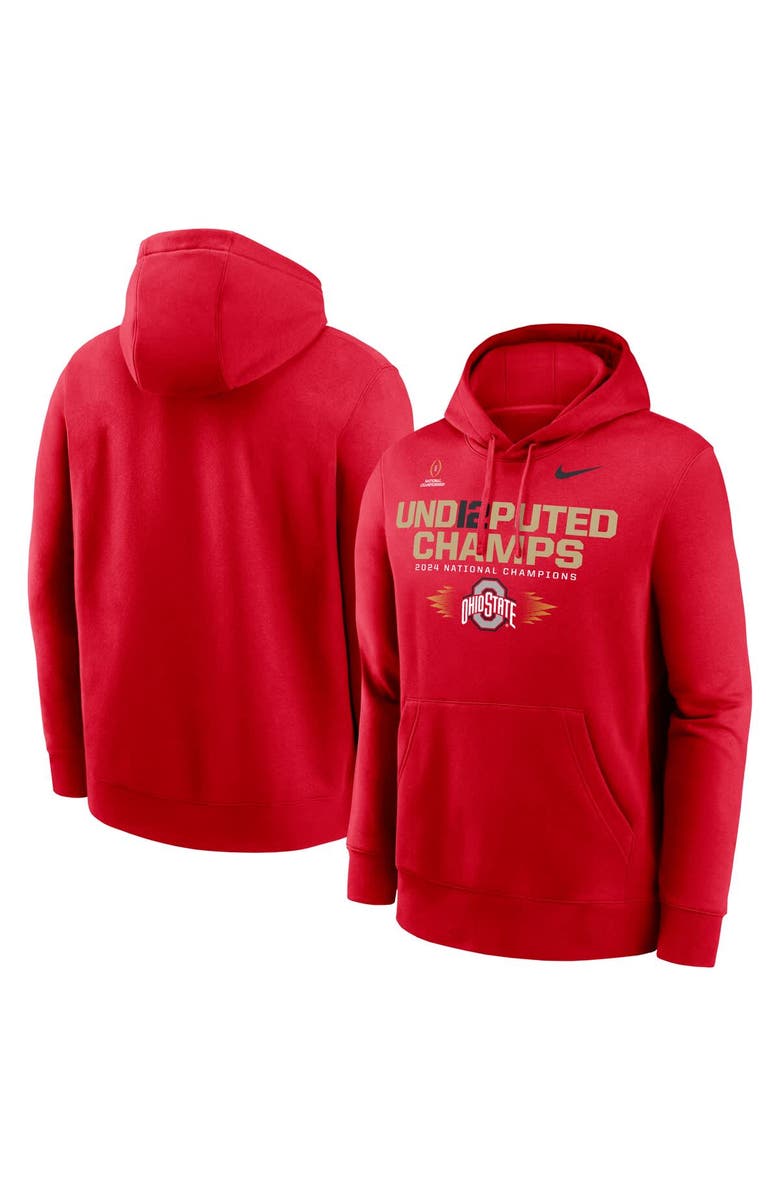 Nike Men's Nike Scarlet Ohio State Buckeyes College Football Playoff 2024 National Champions UND12PUTED Pullover Hoodie, Alternate, color, 