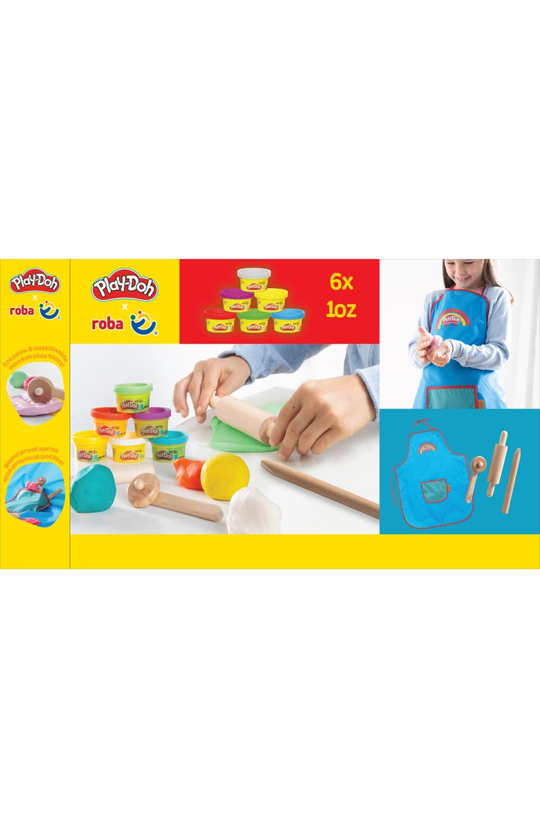 PLAY-DOH Sustainable Set 6 Colors, Apron, Wooden Tools, Mold Kit, Alternate, color, Multicolored