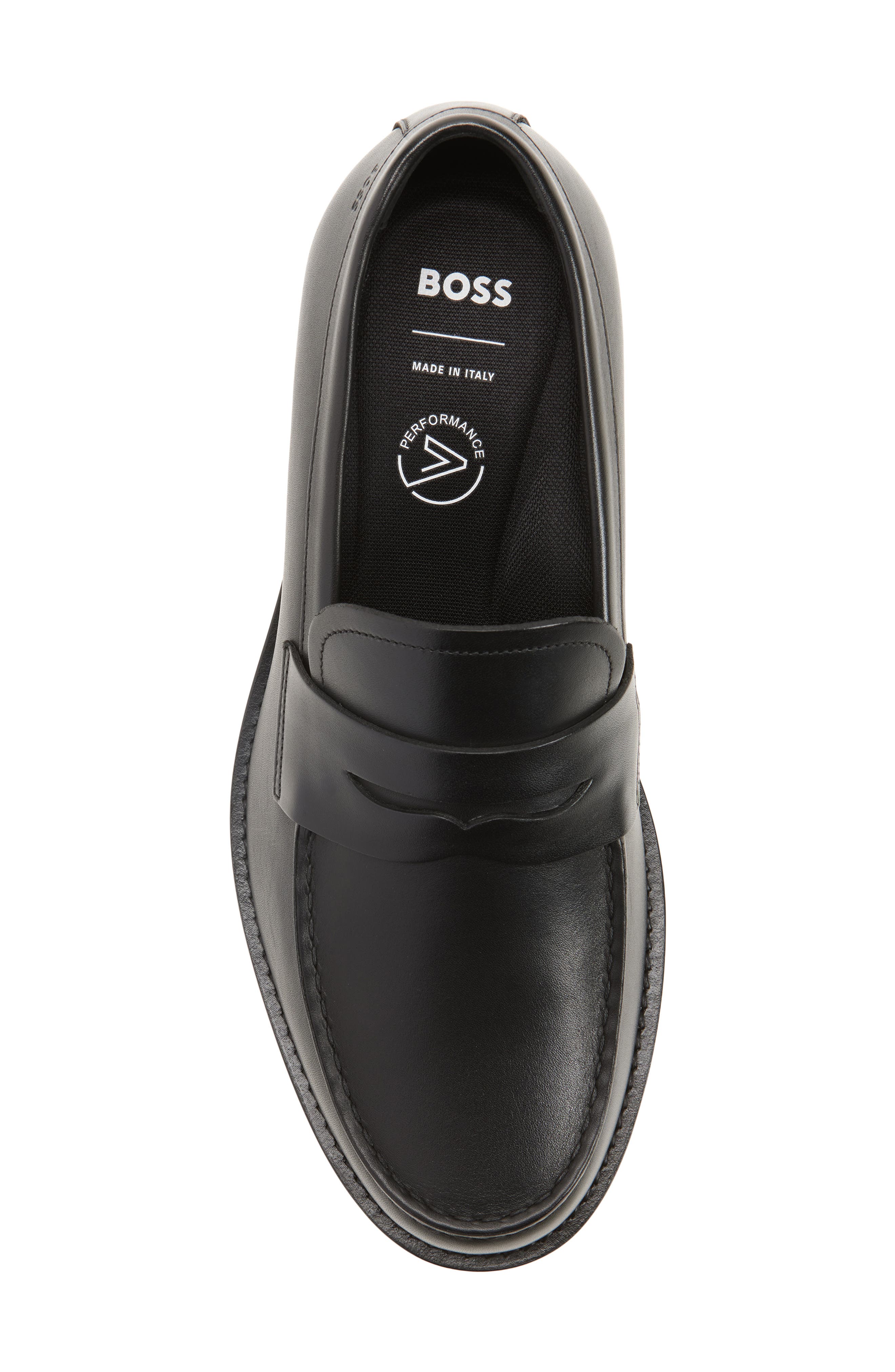 BOSS Dresletic Leather Penny Loafer, Alternate, color, Black