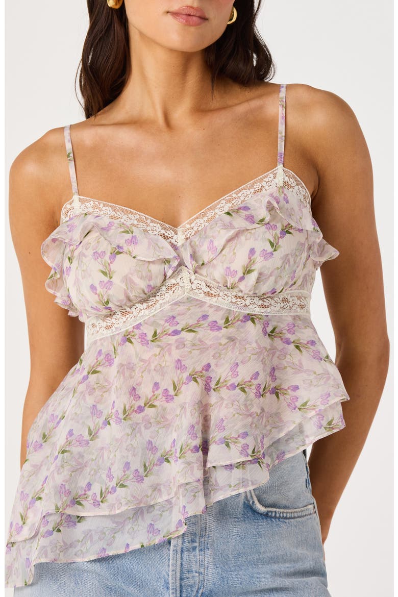 Zissel Asymmetric Babycoll Camisole, Alternate, color, PURPLE FLORAL